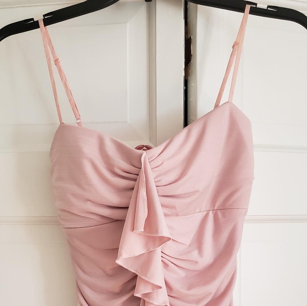 Pink Ruffled Front Tank Top - Picture 2 of 8